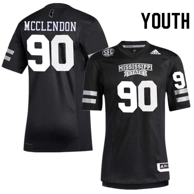 Youth #90 Kai McClendon Mississippi State Bulldogs College Football Jerseys Stitched-Black